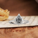 Vintage Classic 3-Prong Pear Cut Black Rutilated Quartz Engagement Ring - Additional view