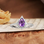 Vintage Classic 3-Prong Pear Cut Amethyst Engagement Ring - Additional view