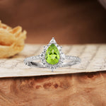 Vintage Classic 3-Prong Pear Cut Peridot Engagement Ring - Additional view