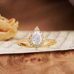Vintage Classic 3-Prong Pear Cut Moissanite Engagement Ring - Additional view