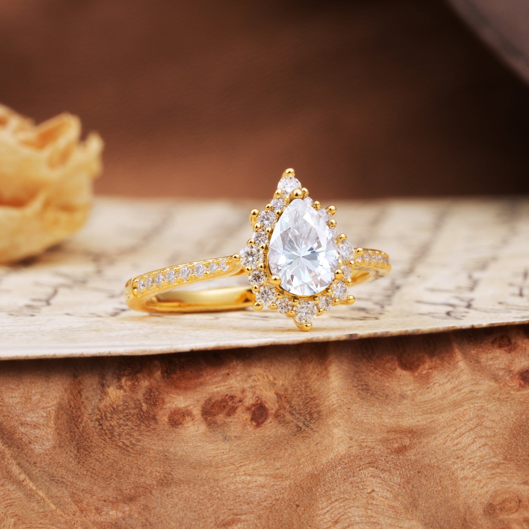 Vintage Classic 3-Prong Pear Cut Moissanite Engagement Ring - Additional view