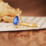Vintage Classic 3-Prong Pear Cut Sapphire Engagement Ring - Additional view