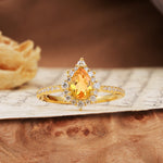 Vintage Classic 3-Prong Pear Cut Citrine Engagement Ring - Additional view