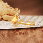 Vintage Classic 3-Prong Pear Cut Citrine Engagement Ring - Additional view