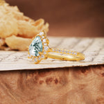 Vintage Classic 3-Prong Pear Cut Moss Agate Engagement Ring - Additional view