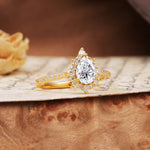 Vintage Classic 3-Prong Pear Cut Lab Diamond Engagement Ring - Additional view