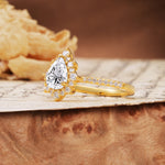 Vintage Classic 3-Prong Pear Cut Lab Diamond Engagement Ring - Additional view