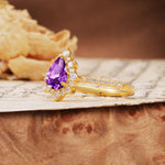 Vintage Classic 3-Prong Pear Cut Amethyst Engagement Ring - Additional view