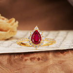 Vintage Classic 3-Prong Pear Cut Ruby Engagement Ring - Additional view
