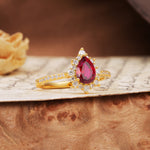 Vintage Classic 3-Prong Pear Cut Ruby Engagement Ring - Additional view
