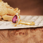 Vintage Classic 3-Prong Pear Cut Ruby Engagement Ring - Additional view