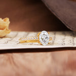 Luxurious and Unique 4-Prong Oval-Cut Moissanite Engagement Ring with Pavé Accents - Additional view