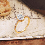 Luxurious and Unique 4-Prong Oval-Cut Moissanite Engagement Ring with Pavé Accents - Additional view