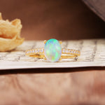 Luxurious and Unique 4-Prong Oval-Cut Fire Opal Engagement Ring with Pavé Accents - Additional view