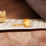Luxurious and Unique 4-Prong Oval-Cut Citrine Engagement Ring with Pavé Accents - Additional view