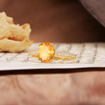 Luxurious and Unique 4-Prong Oval-Cut Citrine Engagement Ring with Pavé Accents - Additional view