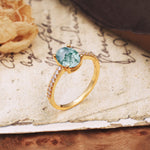 Luxurious and Unique 4-Prong Oval-Cut Moss Agate Engagement Ring with Pavé Accents - Additional view