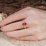 Luxurious and Unique 4-Prong Oval-Cut Garnet Engagement Ring with Pavé Accents - Additional view