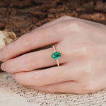 Luxurious and Unique 4-Prong Oval-Cut Emerald Engagement Ring with Pavé Accents - Additional view