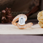 Unique Luxurious Twisted 4-Prong Emerald Cut Moissanite Engagement Ring - Additional view