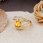 Unique Luxurious Twisted 4-Prong Emerald Cut Citrine Engagement Ring - Additional view
