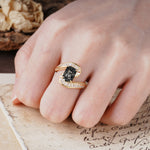 Unique Luxurious Twisted 4-Prong Emerald Cut Black Rutilated Quartz Engagement Ring - Additional view