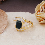 Unique Luxurious Twisted 4-Prong Emerald Cut Black Onyx Engagement Ring - Additional view