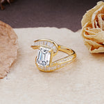 Unique Luxurious Twisted 4-Prong Emerald Cut Lab Diamond Engagement Ring - Additional view