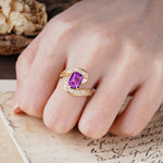 Unique Luxurious Twisted 4-Prong Emerald Cut Amethyst Engagement Ring - Additional view
