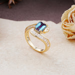 Unique Luxurious Twisted 4-Prong Emerald Cut Alexandrite Engagement Ring - Additional view