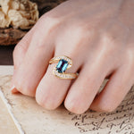 Unique Luxurious Twisted 4-Prong Emerald Cut Alexandrite Engagement Ring - Additional view
