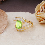 Unique Luxurious Twisted 4-Prong Emerald Cut Peridot Engagement Ring - Additional view