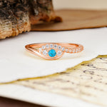 Classic Luxurious Vintage Devil's Eye 4-Prong Round Cut Turquoise Engagement Ring - Additional view