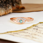Classic Luxurious Vintage Devil's Eye 4-Prong Round Cut Moss Agate Engagement Ring - Additional view