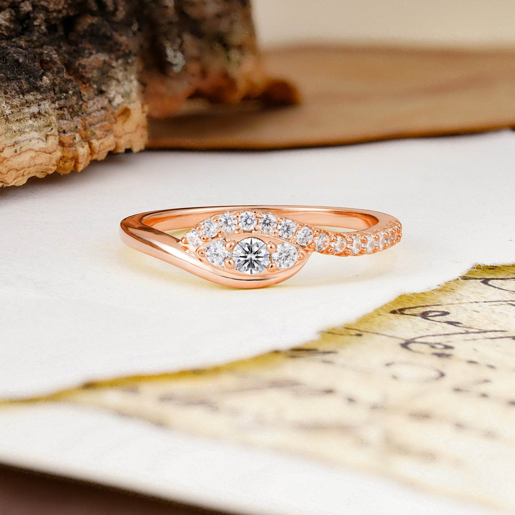 Classic Luxurious Vintage Devil's Eye 4-Prong Round Cut Lab Diamond Engagement Ring - Additional view