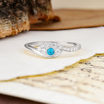 Classic Luxurious Vintage Devil's Eye 4-Prong Round Cut Turquoise Engagement Ring - Additional view