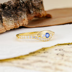 Classic Luxurious Vintage Devil's Eye 4-Prong Round Cut Sapphire Engagement Ring - Additional view