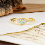 Classic Luxurious Vintage Devil's Eye 4-Prong Round Cut Fire Opal Engagement Ring - Additional view