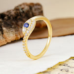 Classic Luxurious Vintage Devil's Eye 4-Prong Round Cut Tanzanite Engagement Ring - Additional view