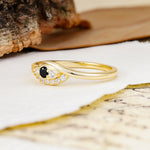 Classic Luxurious Vintage Devil's Eye 4-Prong Round Cut Black Onyx Engagement Ring - Additional view