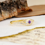 Classic Luxurious Vintage Devil's Eye 4-Prong Round Cut Amethyst Engagement Ring - Additional view