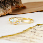 Classic Luxurious Vintage Devil's Eye 4-Prong Round Cut Moonstone Engagement Ring - Additional view