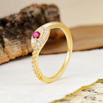 Classic Luxurious Vintage Devil's Eye 4-Prong Round Cut Ruby Engagement Ring - Additional view
