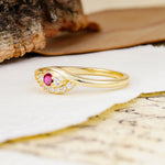 Classic Luxurious Vintage Devil's Eye 4-Prong Round Cut Ruby Engagement Ring - Additional view