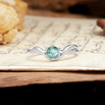 Minimalist Twisted Six-Prong Round-Cut Moss Agate Engagement Ring - Additional view