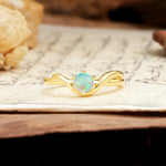 Minimalist Twisted Six-Prong Round-Cut Fire Opal Engagement Ring - Additional view