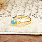 Minimalist Twisted Six-Prong Round-Cut Turquoise Engagement Ring - Additional view