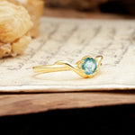 Minimalist Twisted Six-Prong Round-Cut Moss Agate Engagement Ring - Additional view