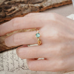 Minimalist Twisted Six-Prong Round-Cut Moss Agate Engagement Ring - Additional view