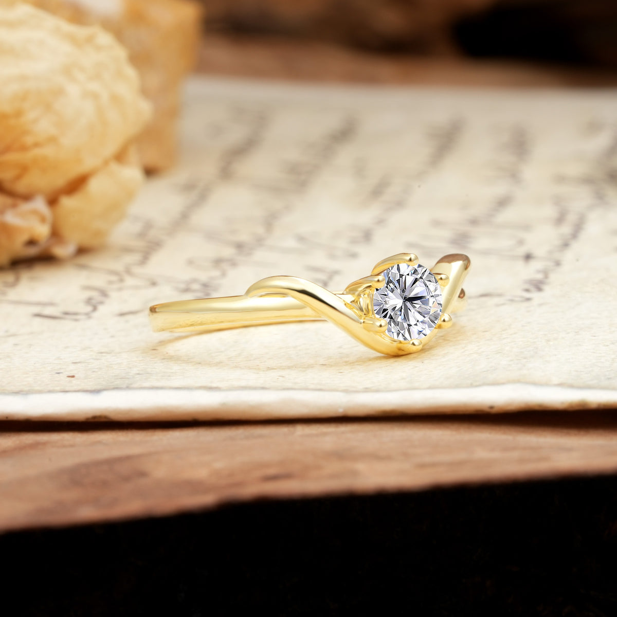 Minimalist Twisted Six-Prong Round-Cut Lab Diamond Engagement Ring - Additional view